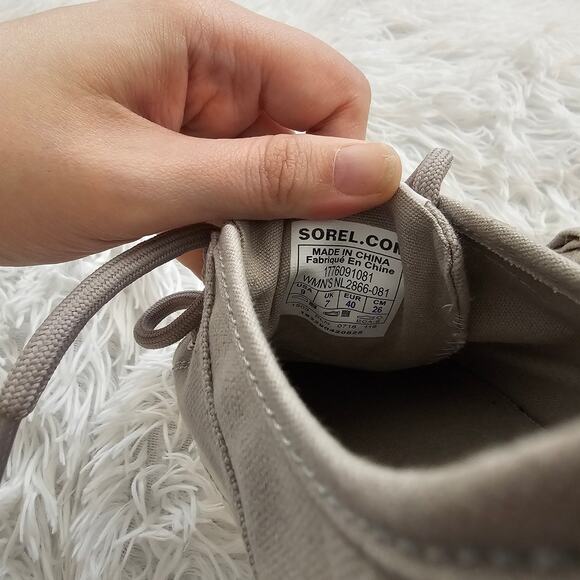 Sorel Grayish Beige Canvas Campsneak Sneakers Size Women's 9 - Picture 4 of 6